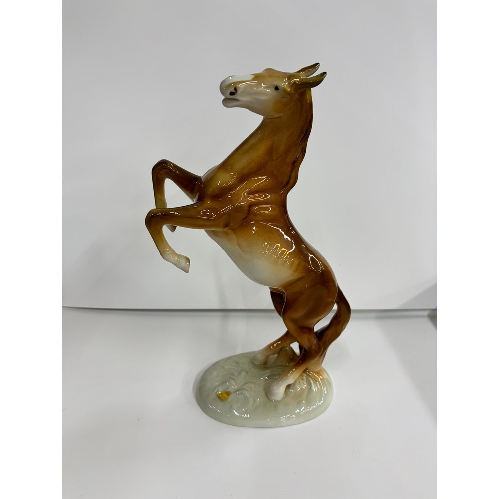 Royal Dux Bohemia Rearing Horse Figurine Porcelain Brown Glossy 12.5"